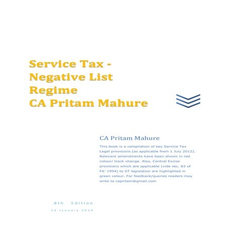Service tax   pdf e book - 8th edn- ca pritam mahure