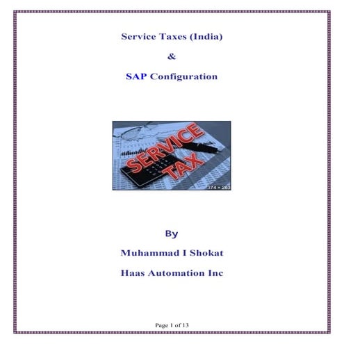 Service taxes india and SAP Configuration (TAXINN)