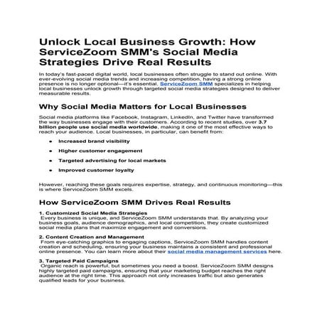 Unlock Local Business Growth: How ServiceZoom SMM's Social Media Strategies Drive Real Results