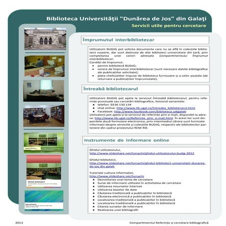 Serviciile bibliotecii utile in cercetare