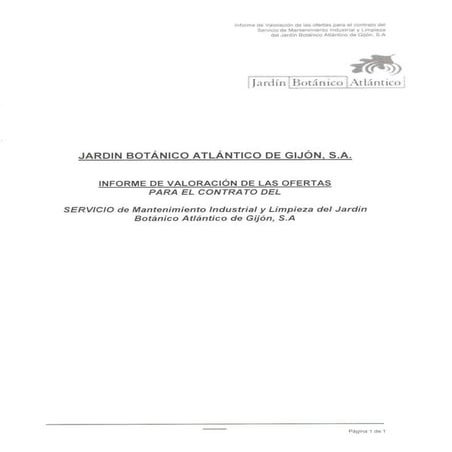 Propuesta de adjudicación: Servicio mantenimiento y limpieza