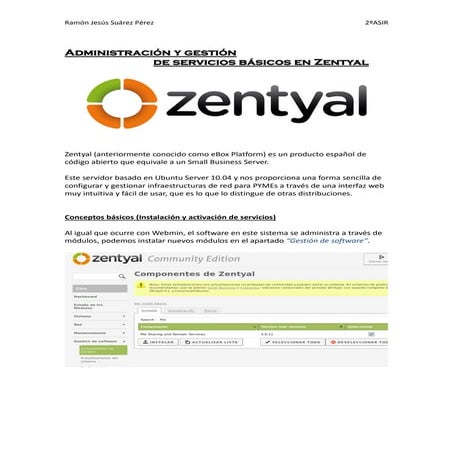 Configuración de servicios basicos con Zentyal