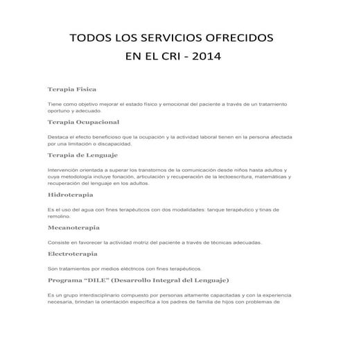 SERVICIOS CRI 2014