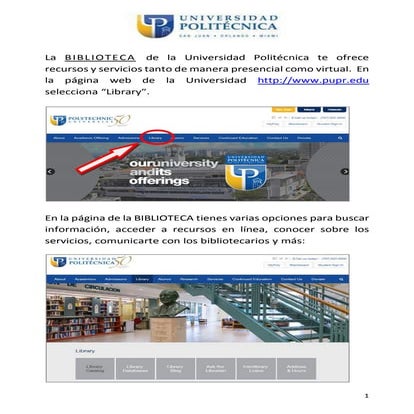 Servicios de la Biblioteca Universidad Politécnica de Puero Rico