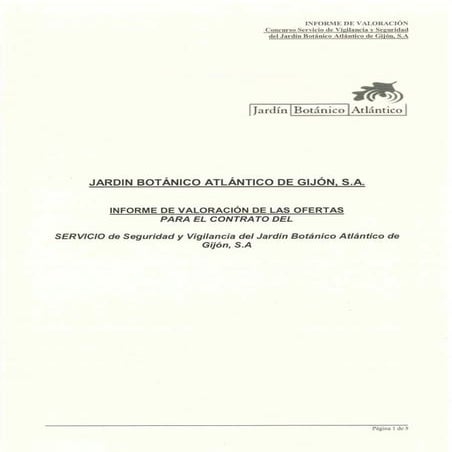 Propuesta de adjudicación: Servicio seguridad y vigilancia