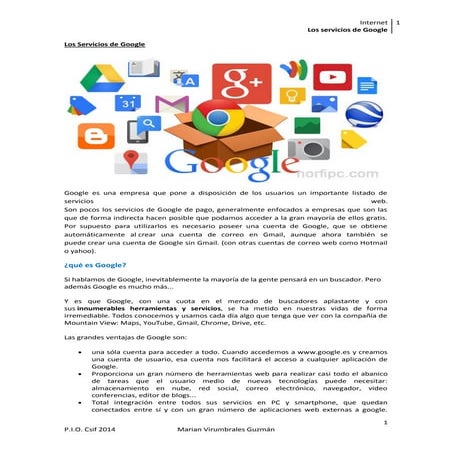 Servicios google. creación y acceso a cuenta