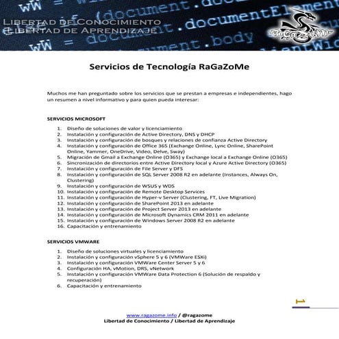 Servicios Tecnológicos RaGaZoMe