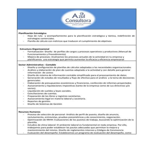 Servicios y Productos Azul Consultora 