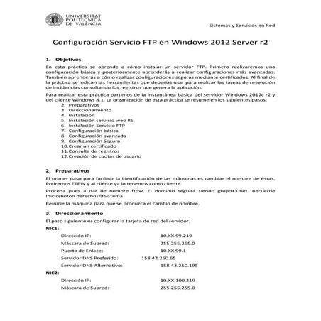 Instalación y configuraciòn de ftp en windows server 2012 | DOCX