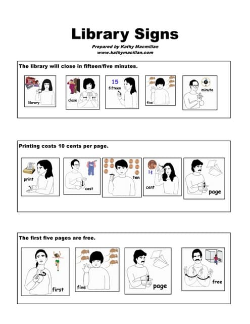 Serving Deaf Pustomers Handout 1: Library Signs | PPT