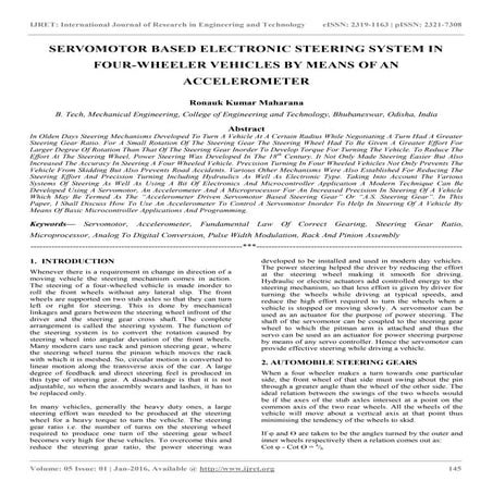 Servomotor based electronic steering system in four wheeler vehicles by means...