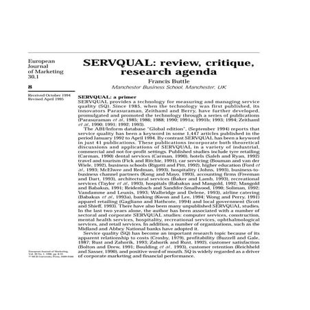 The servuction model and the analysis in the workplace | DOCX
