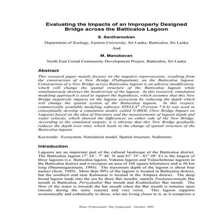 Evaluating the Impacts of an Improperly Designed Bridge across the Batticaloa Lagoon