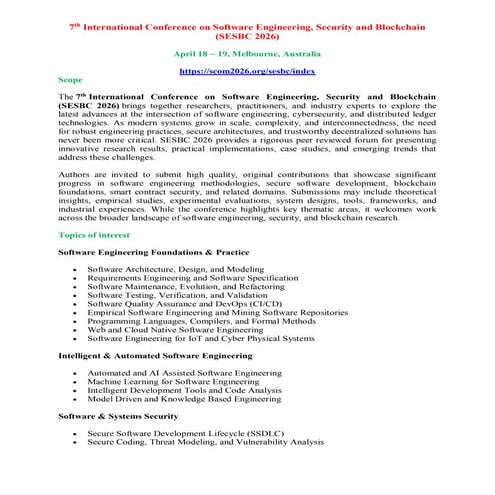 Call For Articles-7th International Conference on Software Engineering ...