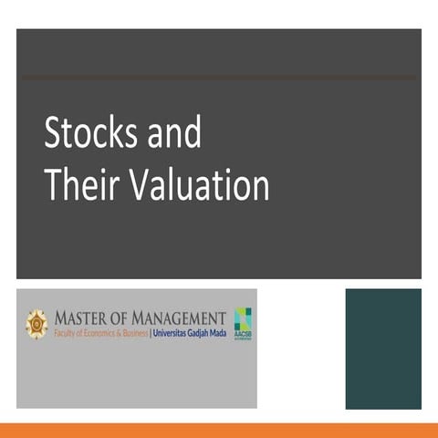 Stocks and the Stocks Valuation in Finance