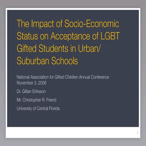The Impact of Socio-Economic Status on Acceptance of LGBT Gifted Students in ...