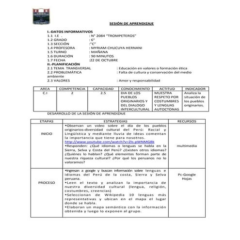 Sesión de Aprendizaje