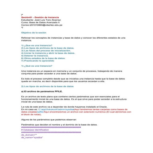 Sesión01 - Gestión de instancia (Oracle)