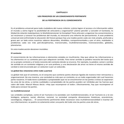 Sesión 2. Los 7 saberes... Cap. II – Los principios de un conocimiento pertin...