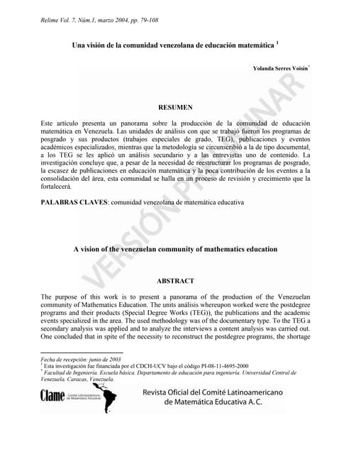 Sesión 3 serres, y. (2004). una vision de la comunidad venezolana en edc mat ...