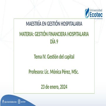 MAESTRIA EN GERENCIA EN SALUD FINANCIERA HOSP