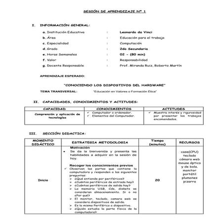 Sesión de Aprendizaje