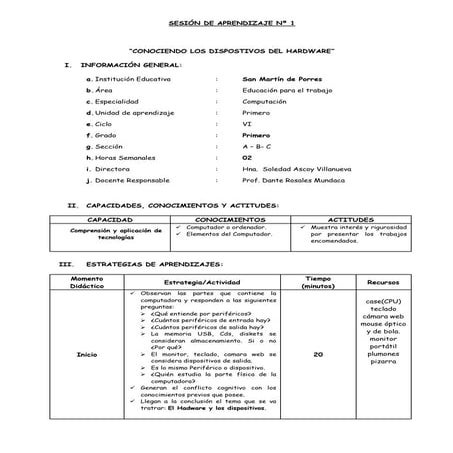 Sesión de aprendizaje 01