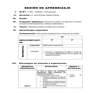 Sesión de aprendizaje: El doble y t...