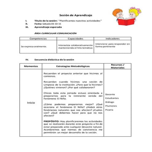 Sesión de aprendizaje 8 octubre