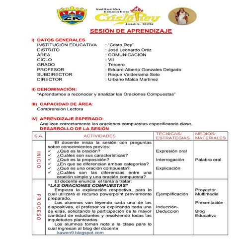 Sesión de aprendizaje N° 01