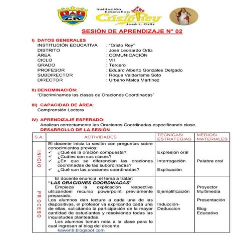 Sesión de aprendizaje n° 02