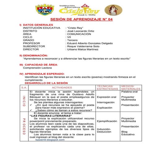 Sesión de aprendizaje n° 04