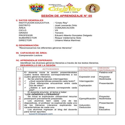 Sesión de aprendizaje n° 05