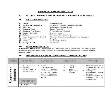 Sesión de aprendizaje nº20