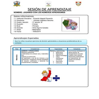 SESION DE APRENDIZAJE DE MATEMATICA...