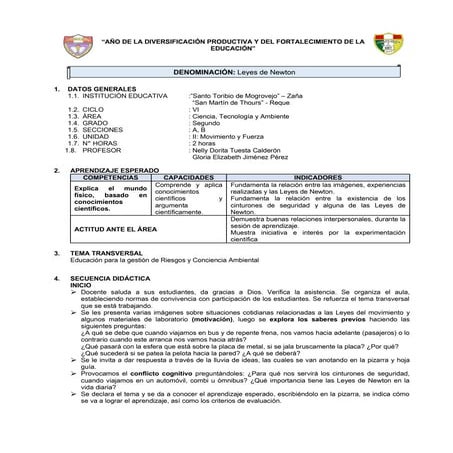 Sesión de clase sobre las leyes de newton