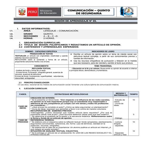 Sesión del artículo de opinión