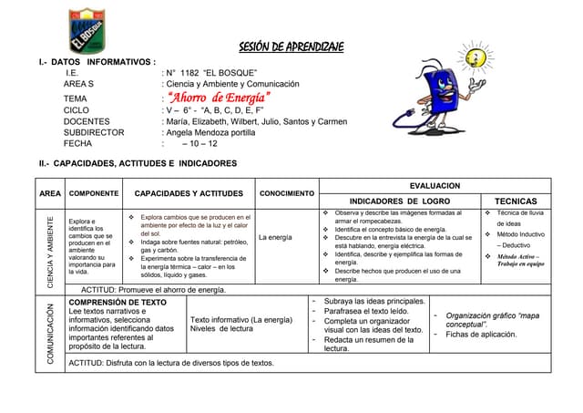 Sesión energía 6º