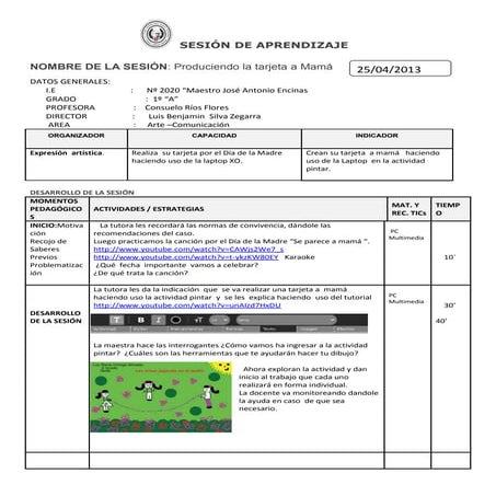 Sesión  produciendo tarjeta a mamá 