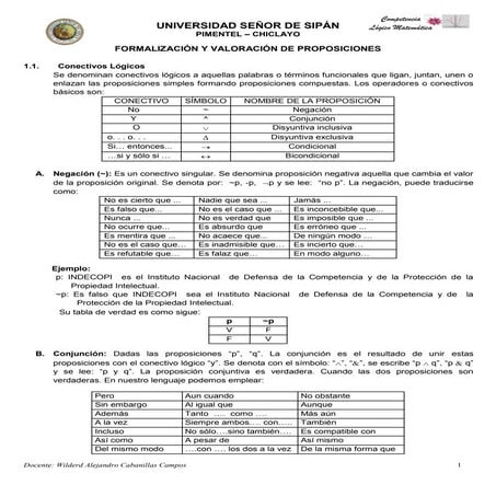 Sesión y practica de formalización y valoración de proposiciones