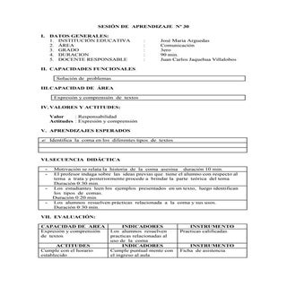 Sesion De  Aprendizaje  Nº30