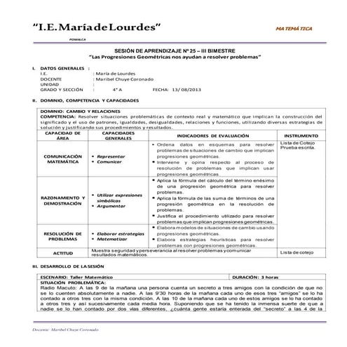 Sesión de Matemàtica de Progresiones Geométricas