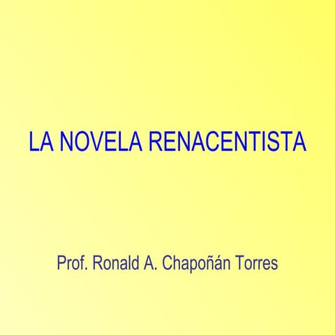 La novela renacentista