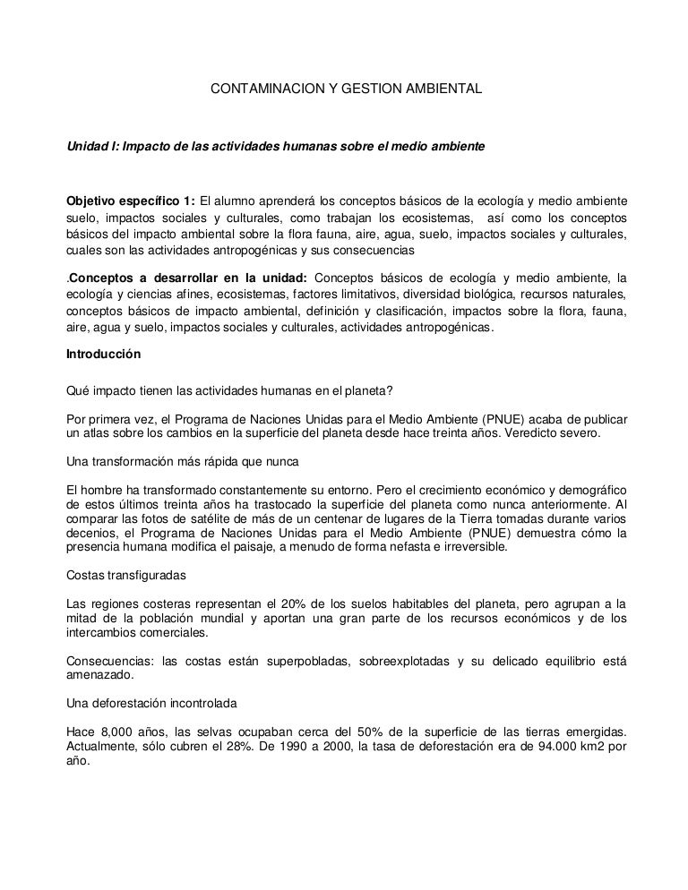 Sesion 1 Impacto De Las Actividades Humanas Sobre El Medio Ambiente