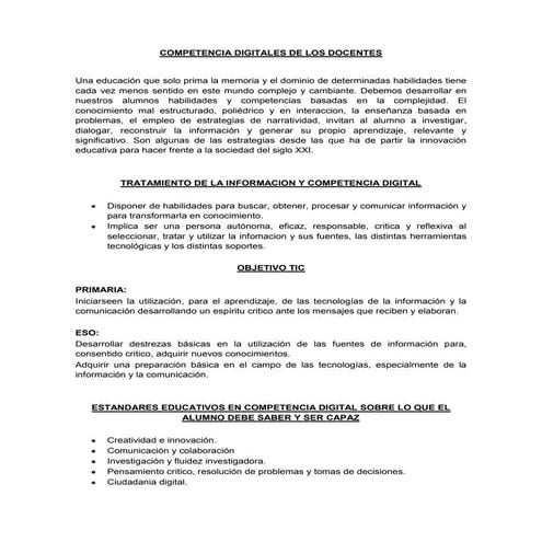 COMPETENCIA DIGITALES DE LOS DOCENTES