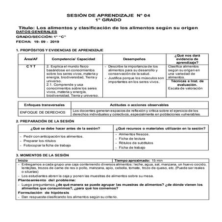 Sesion 4  alimentos segun su origen