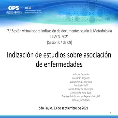 (7 de 9) Indización de documento según la Metodologia LILACS 2021: asociacio...