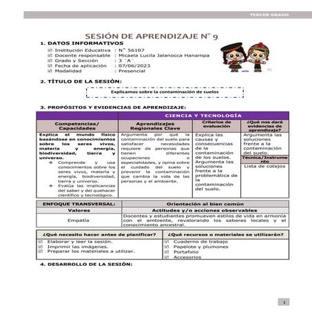 Sesión 1 de ciencia y tecnología  el tema de explica
