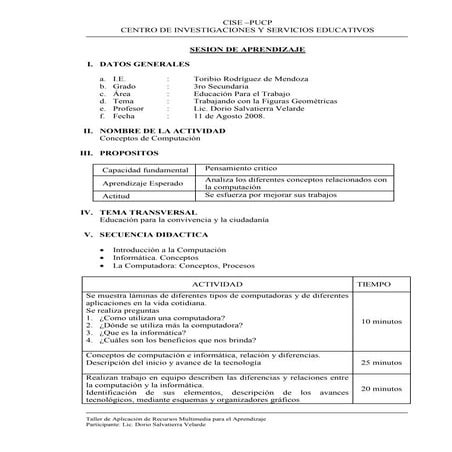 Sesion De Aprendizaje