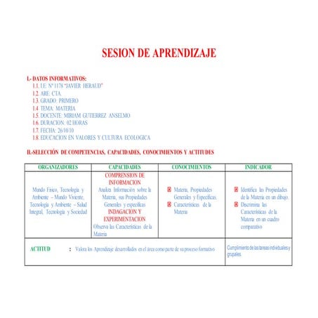 Sesion de aprendizaje